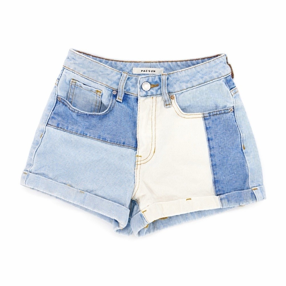Pacsun Denim Shorts Women's 23 Blue Mom Color Block Patchwork Festival Y2K